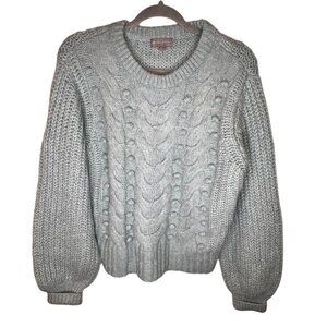 Womens Evolution By Cyrus Cable Knit Sweater Medium Balloon Sleeve, NWOT